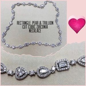 Rectangle, Pear, and Trillion Cubic Zirconia Necklace-Boutique